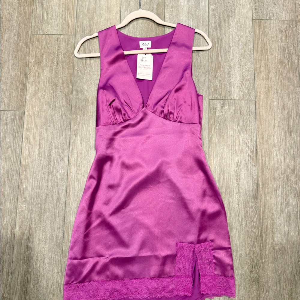 Le Lis Fuchsia Satin Mini Dress